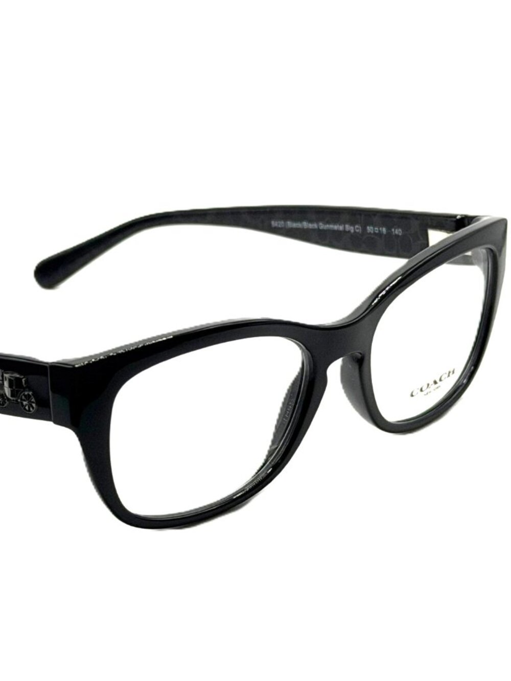 NEW COACH HC 6104 5420 Black/Black Gunmetal Sig C Women 50mm 16 140 - Picture 3 of 6